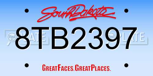 8TB2397 South Dakota License Plate