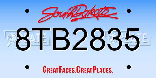 8TB2835 South Dakota License Plate