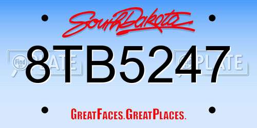 8TB5247 South Dakota License Plate