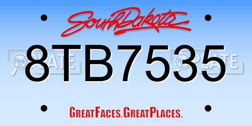 8TB7535 South Dakota License Plate