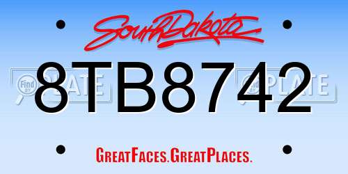 8TB8742 South Dakota License Plate