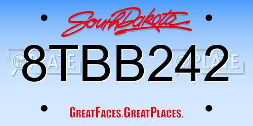 8TBB242 South Dakota License Plate