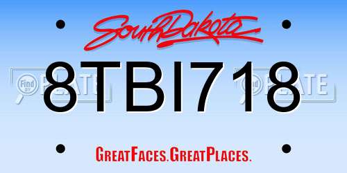 8TBI718 South Dakota License Plate