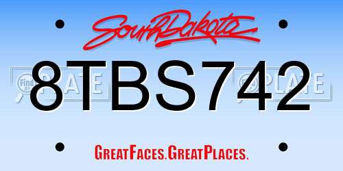 8TBS742 South Dakota License Plate