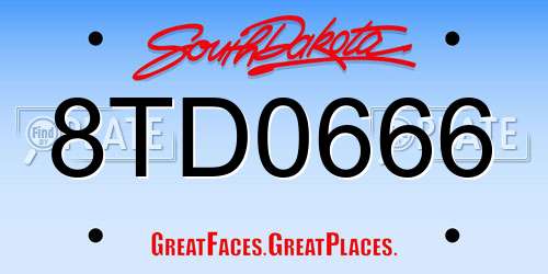 8TD0666 South Dakota License Plate