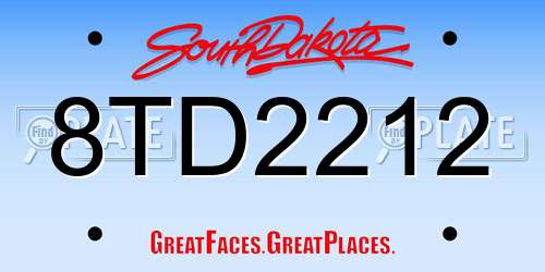8TD2212 South Dakota License Plate