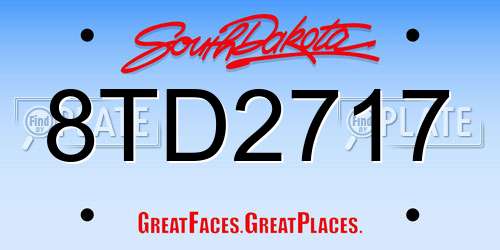 8TD2717 South Dakota License Plate