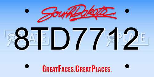8TD7712 South Dakota License Plate