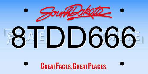 8TDD666 South Dakota License Plate