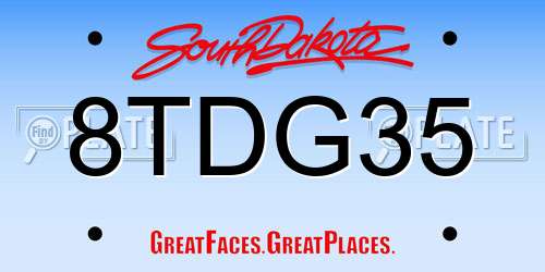 8TDG35 South Dakota License Plate