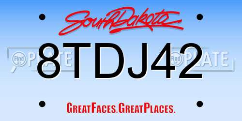 8TDJ42 South Dakota License Plate