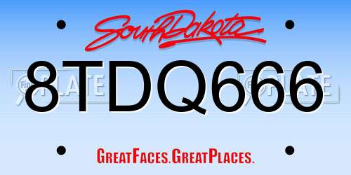 8TDQ666 South Dakota License Plate