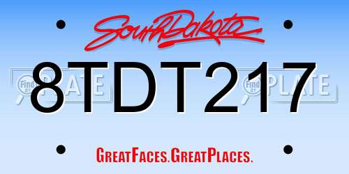 8TDT217 South Dakota License Plate