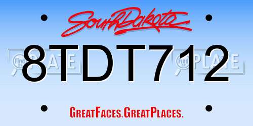 8TDT712 South Dakota License Plate