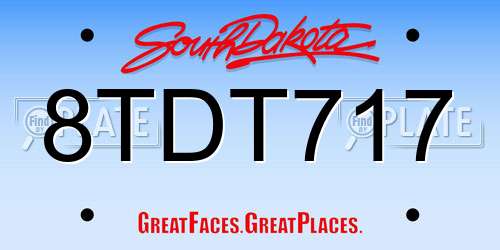 8TDT717 South Dakota License Plate