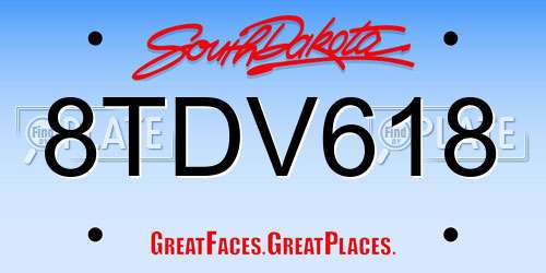 8TDV618 South Dakota License Plate