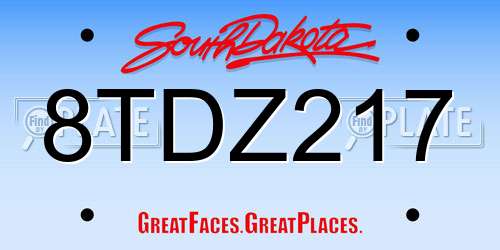 8TDZ217 South Dakota License Plate