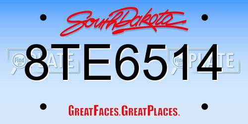 8TE6514 South Dakota License Plate