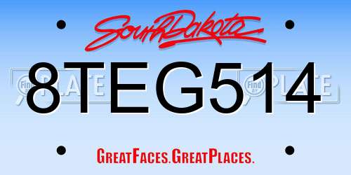 8TEG514 South Dakota License Plate