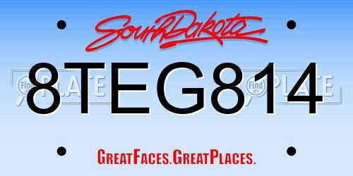 8TEG814 South Dakota License Plate