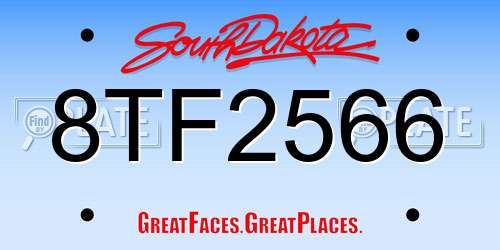 8TF2566 South Dakota License Plate