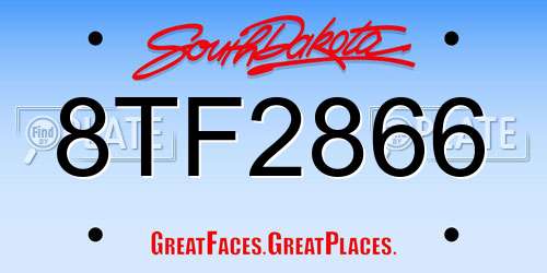 8TF2866 South Dakota License Plate