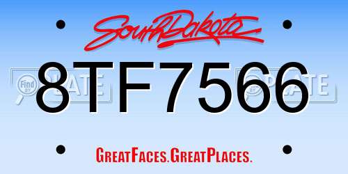 8TF7566 South Dakota License Plate