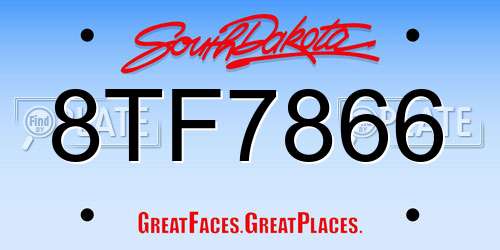 8TF7866 South Dakota License Plate