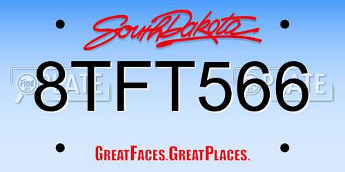 8TFT566 South Dakota License Plate