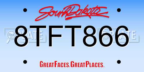 8TFT866 South Dakota License Plate
