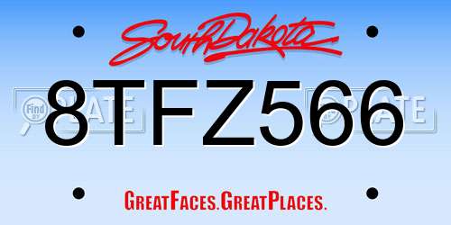 8TFZ566 South Dakota License Plate