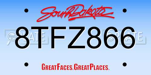 8TFZ866 South Dakota License Plate