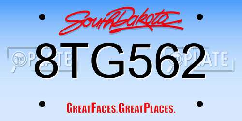 8TG562 South Dakota License Plate