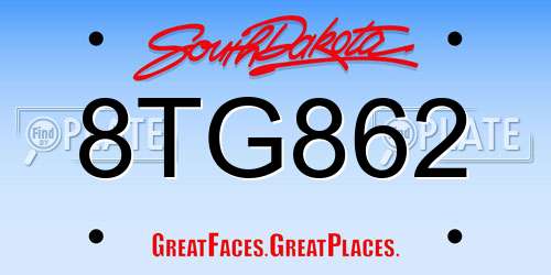 8TG862 South Dakota License Plate