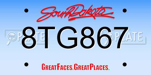 8TG867 South Dakota License Plate