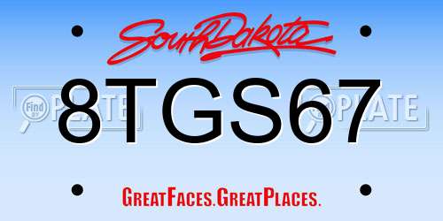 8TGS67 South Dakota License Plate