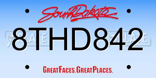 8THD842 South Dakota License Plate