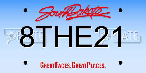 8THE21 South Dakota License Plate