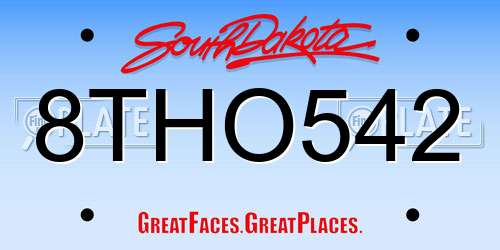 8THO542 South Dakota License Plate