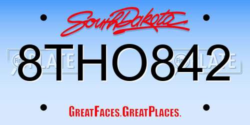 8THO842 South Dakota License Plate