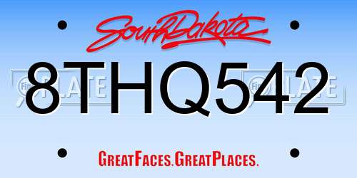 8THQ542 South Dakota License Plate