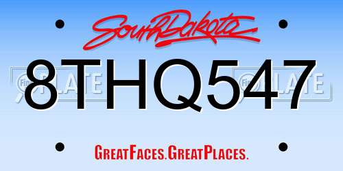 8THQ547 South Dakota License Plate