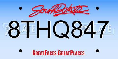 8THQ847 South Dakota License Plate