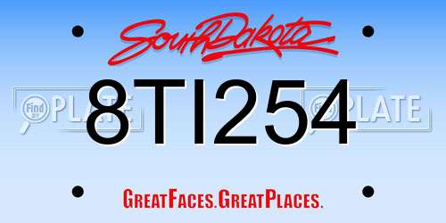8TI254 South Dakota License Plate