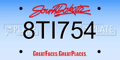 8TI754 South Dakota License Plate