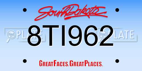 8TI962 South Dakota License Plate