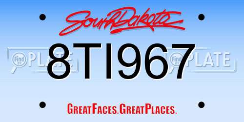 8TI967 South Dakota License Plate