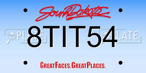 8TIT54 South Dakota License Plate