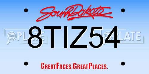 8TIZ54 South Dakota License Plate