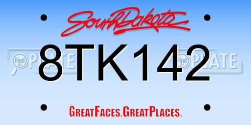 8TK142 South Dakota License Plate